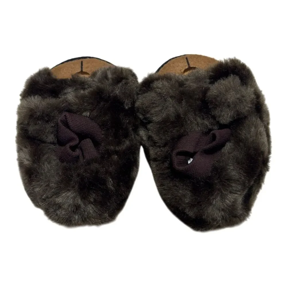 L.L. Bean Toddler Animal Paws Bear Slippers Sz 3-4 Faux Fur Paw Sole Cozy Indoor